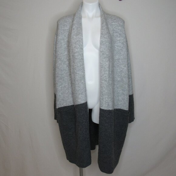 Michael Kors Gray Two Tone Long Open Cardigan Sweater Women's XL XLarge - Picture 6 of 9